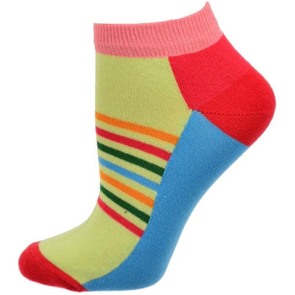 Striped Colorful Vibrant Ankle 2 Pair Cotton Socks
